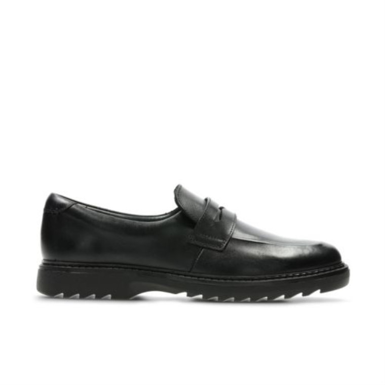 Cuero Negro Clarks Asher Stride Jnr F Fit