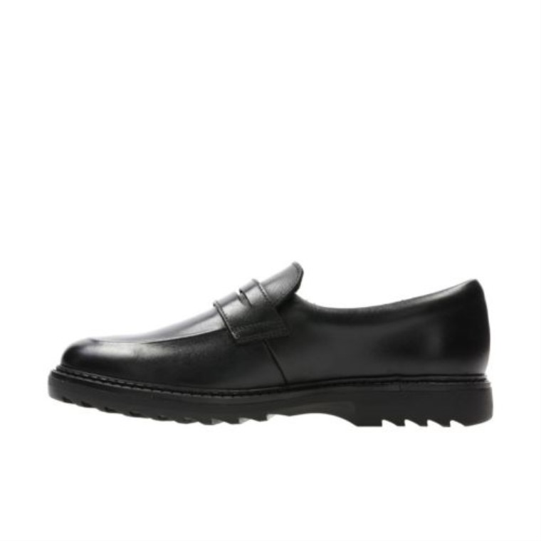Cuero Negro Clarks Asher Stride Jnr F Fit
