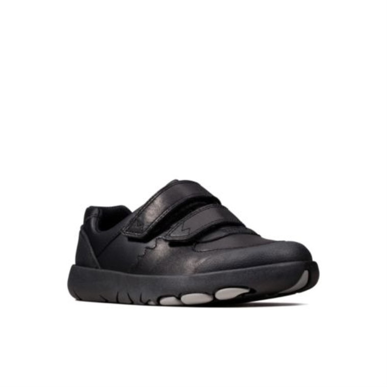 Cuero Negro Clarks Rex Pace Jnr F Fit