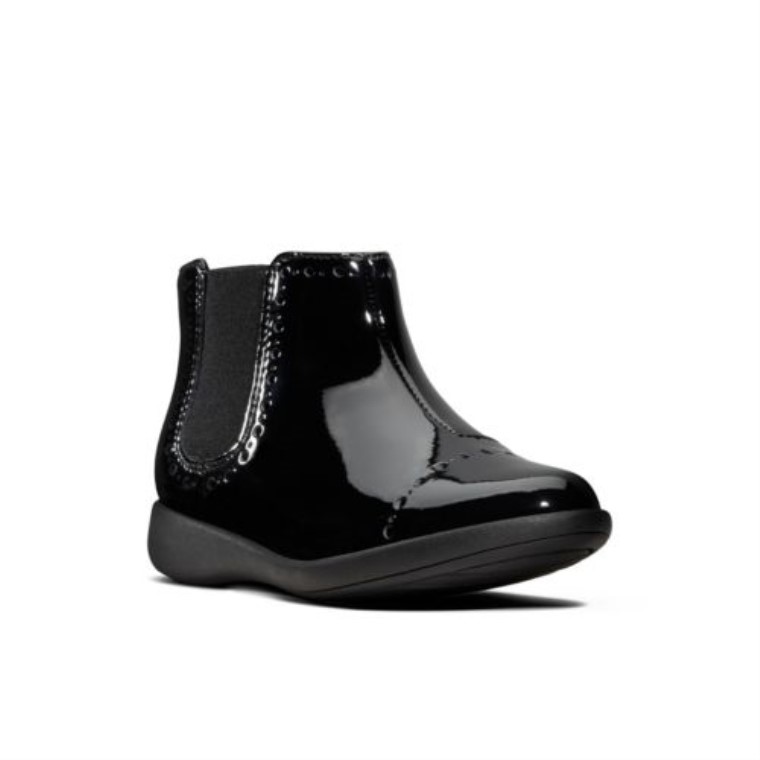 Charol Negro Clarks Grabado Forma Inf G Ajuste