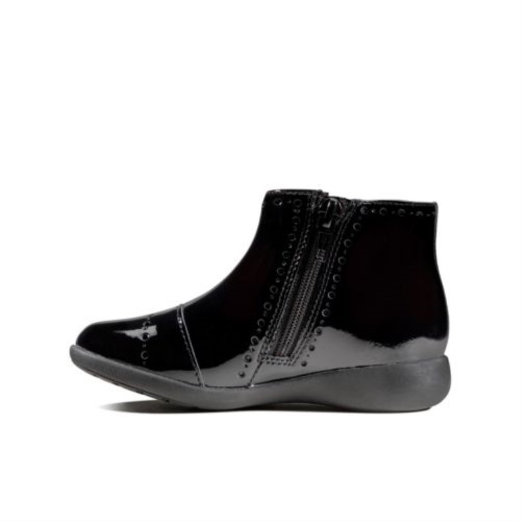 Charol Negro Clarks Grabado Forma Inf G Ajuste