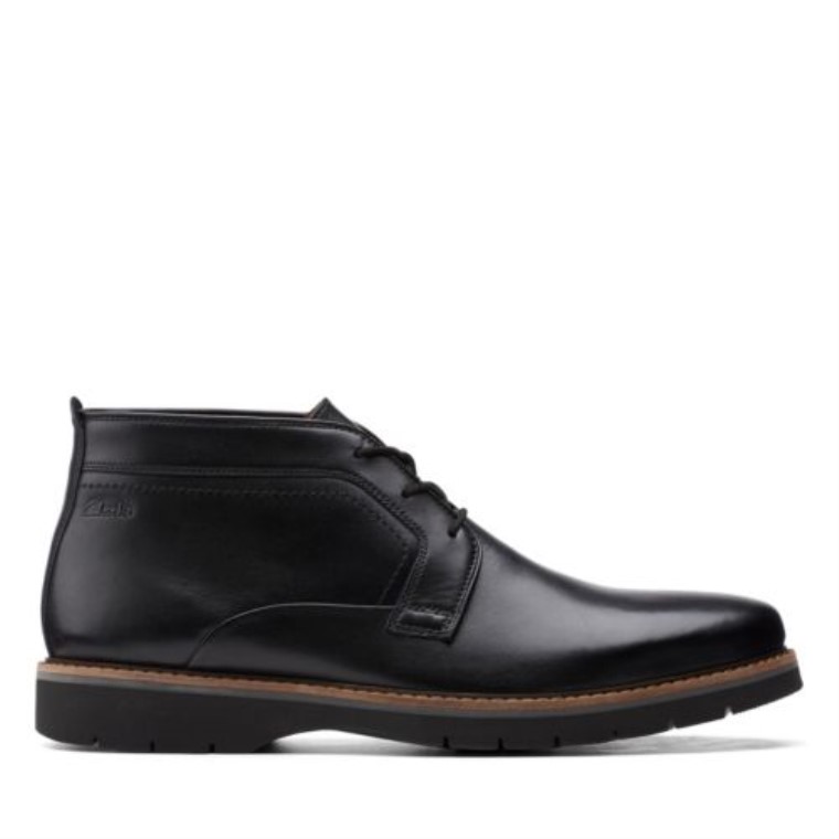 Clarks Bayhill Mid Cuero Liso Negro