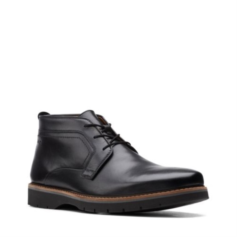 Clarks Bayhill Mid Cuero Liso Negro