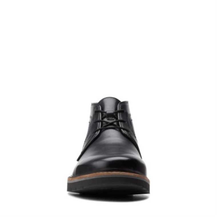 Clarks Bayhill Mid Cuero Liso Negro