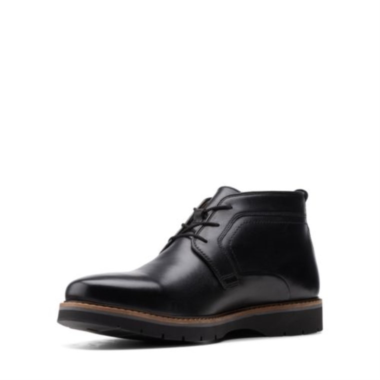 Clarks Bayhill Mid Cuero Liso Negro