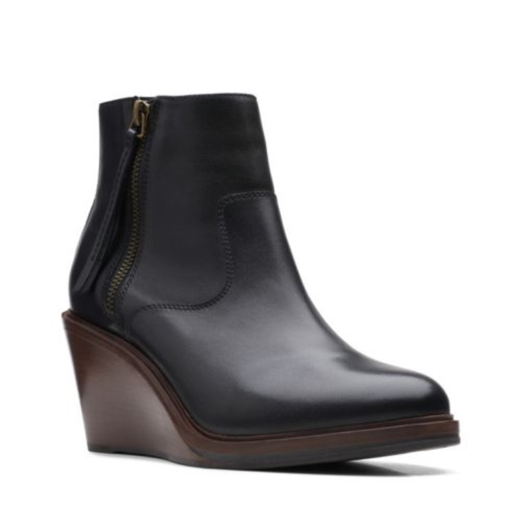 Clarks Cuero Negro Clarkdale2 Cremallera