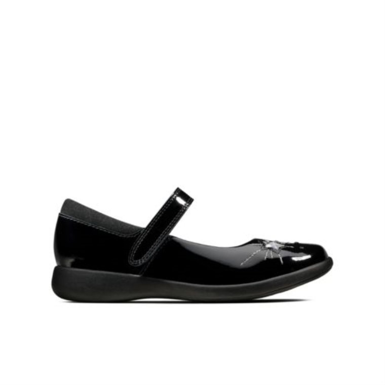 Clarks Negro Charol Etch Chispa Inf F Ajuste