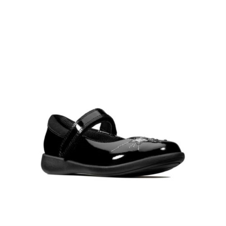 Clarks Negro Charol Etch Chispa Inf F Ajuste