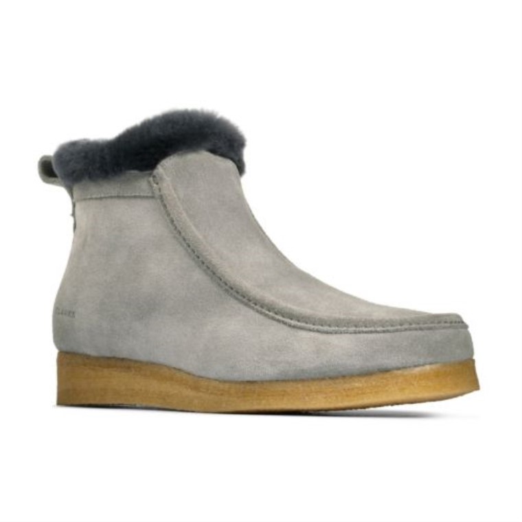Clarks Azul Gris Gamuza Wallabee Escarcha
