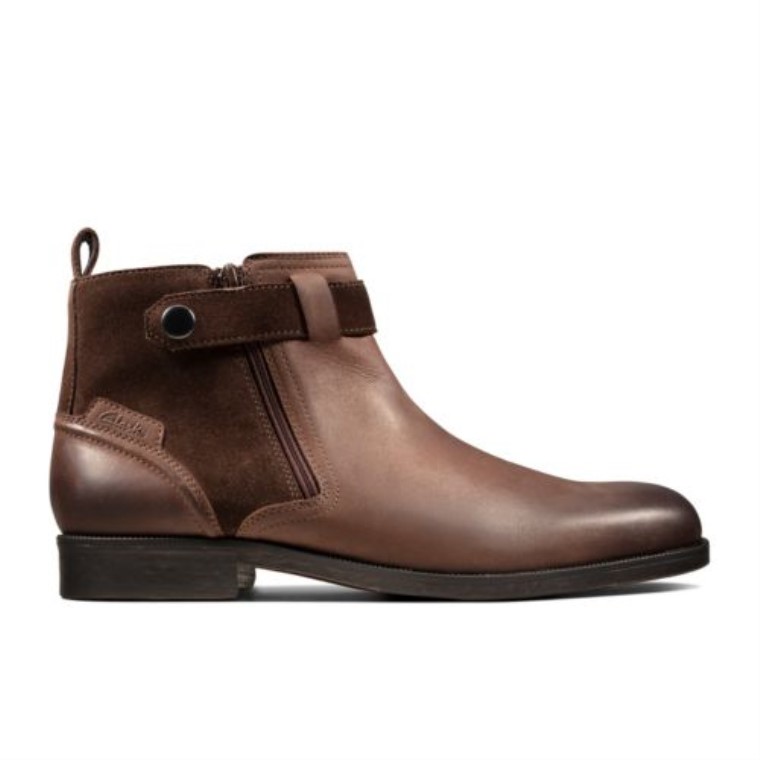 Clarks Brocton Cremallera Marrón Cuero