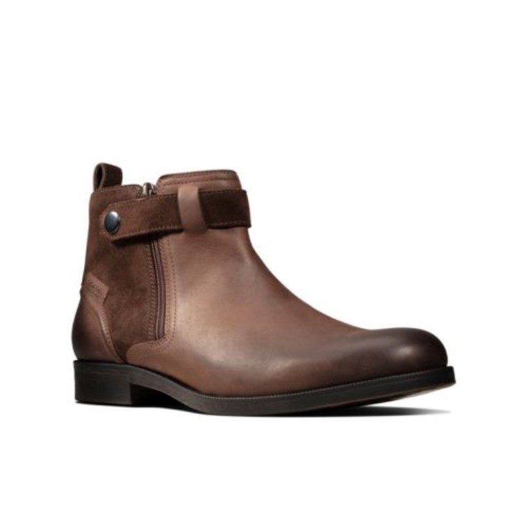 Clarks Brocton Cremallera Marrón Cuero