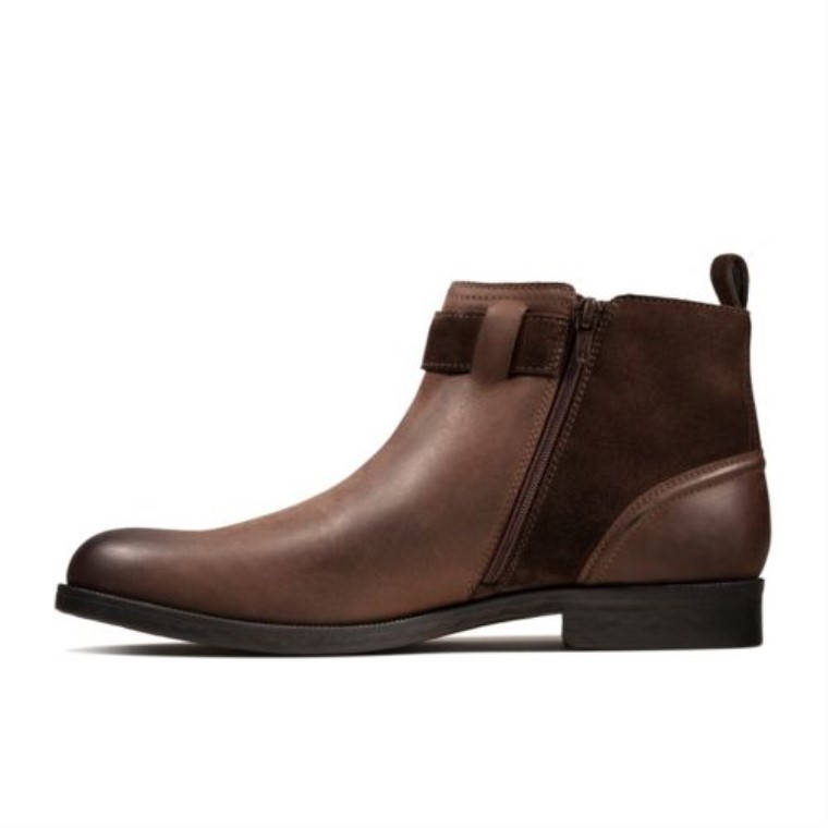 Clarks Brocton Cremallera Marrón Cuero