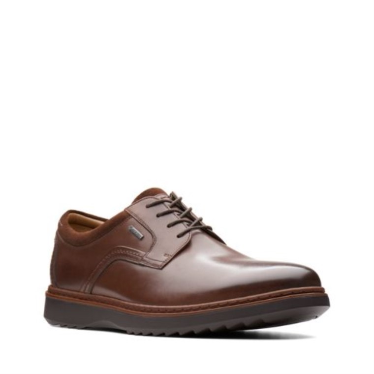 Cuero Marrón Clarks Un Geo Lace Gtx
