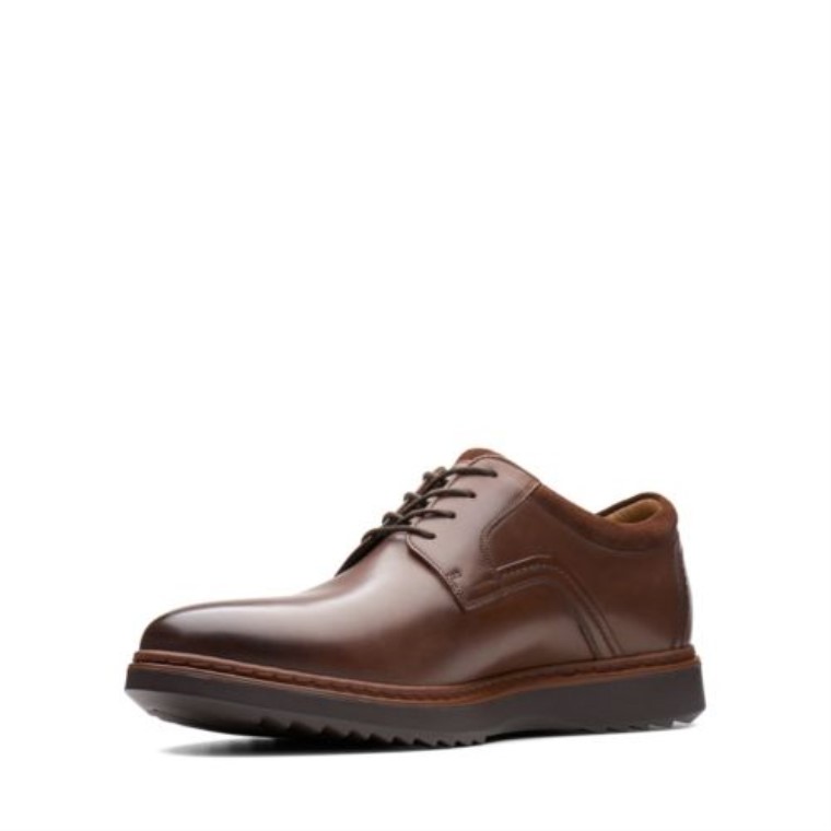 Cuero Marrón Clarks Un Geo Lace Gtx