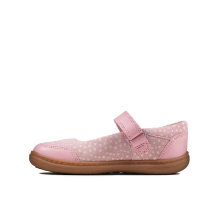 Clarks Rosa Polvoriento Cuero Flash Raya Inf F Fit