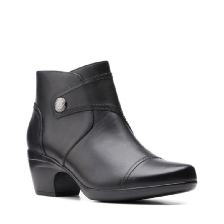Clarks Emily Calle Cuero Negro