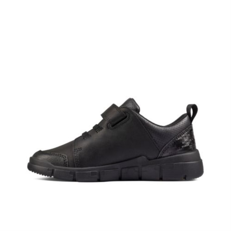 Clarks Encode Flash Jnr G Fit Cuero Negro