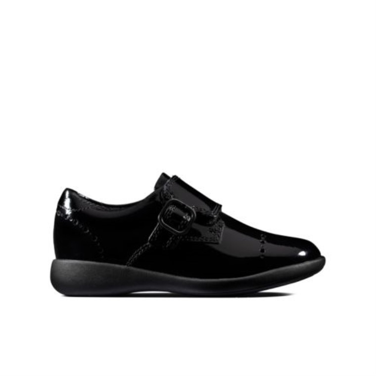 Correa Clarks Etch Inf F Fit Charol Negro