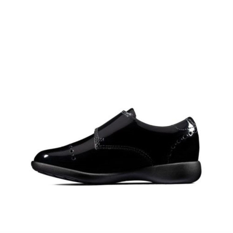 Correa Clarks Etch Inf F Fit Charol Negro