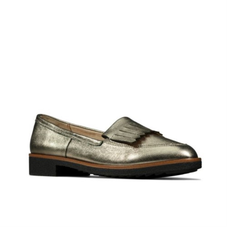 Clarks Griff Falda Escocesa Piedra Metálico