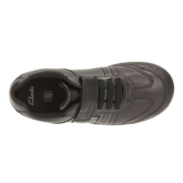 Clarks Leaderplay Jnr F Fit Cuero Negro