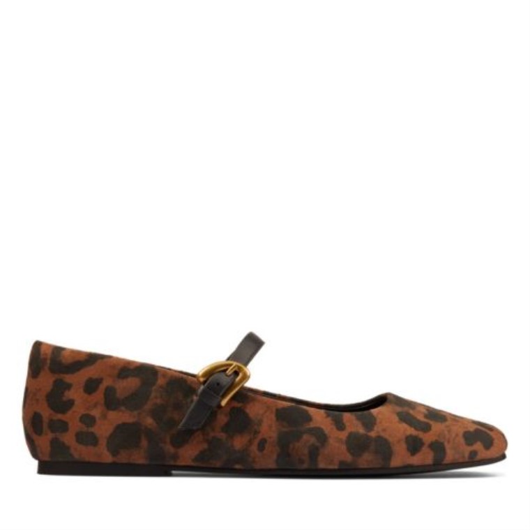 Clarks Leopard Suede Pure Tbar
