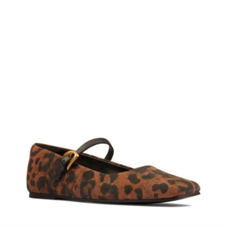 Clarks Leopard Suede Pure Tbar