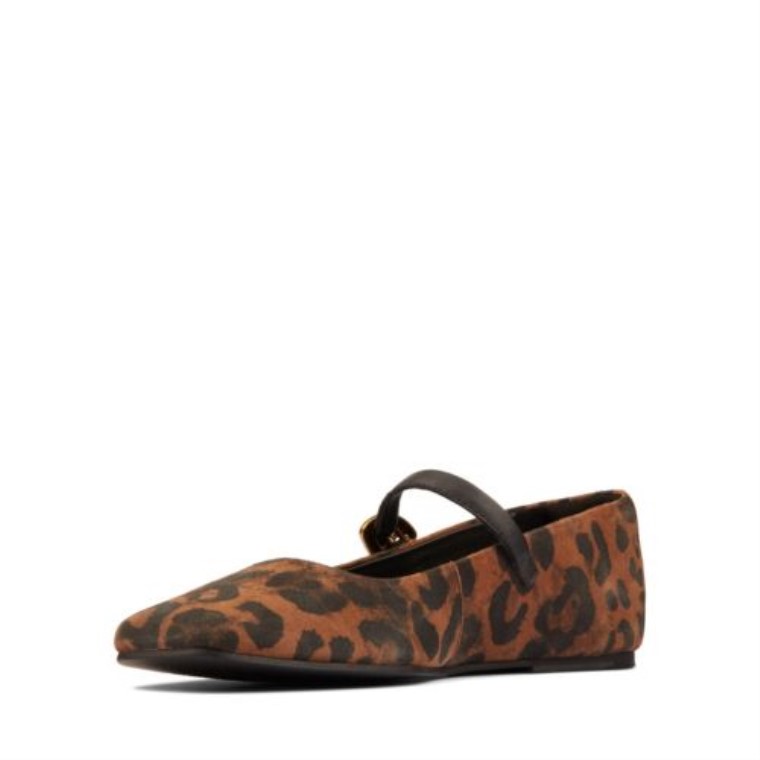 Clarks Leopard Suede Pure Tbar