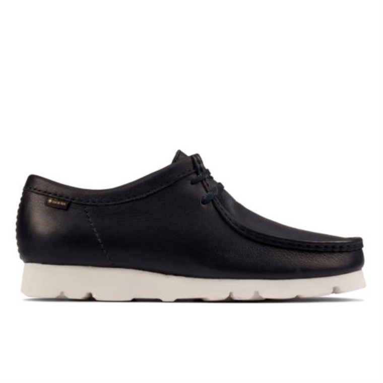 Wallabee De Cuero Clarks Azul Marino Gtx