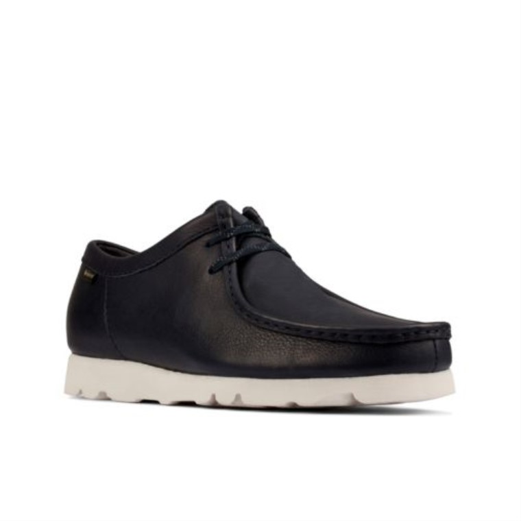 Wallabee De Cuero Clarks Azul Marino Gtx