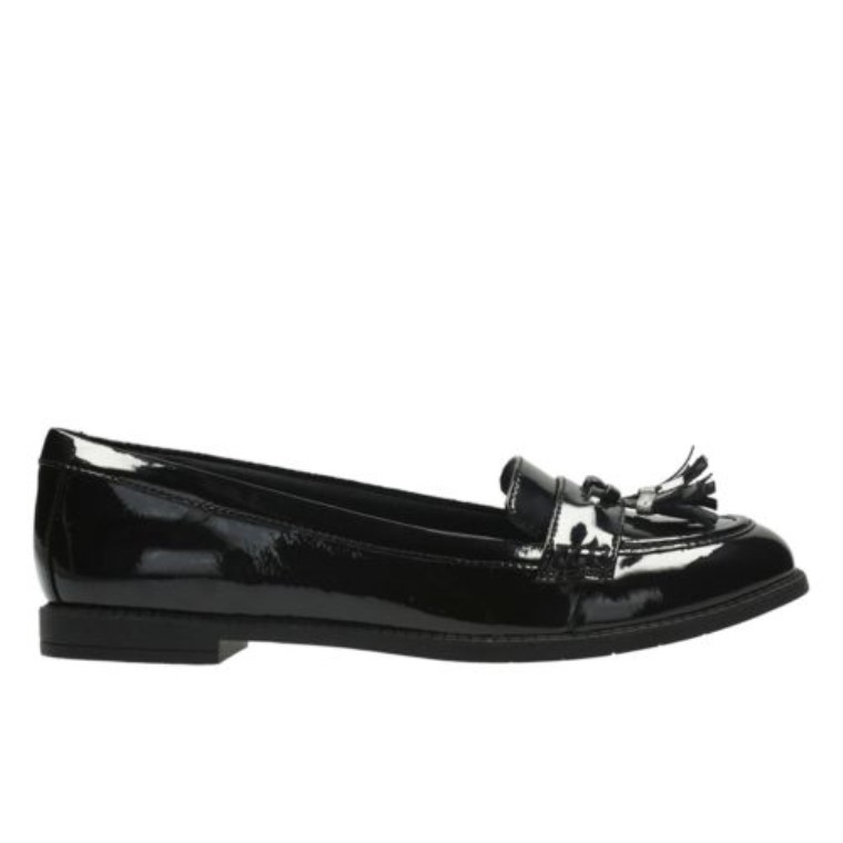 Clarks Preppy Edge Bl Jnr F Ajuste Charol Negro