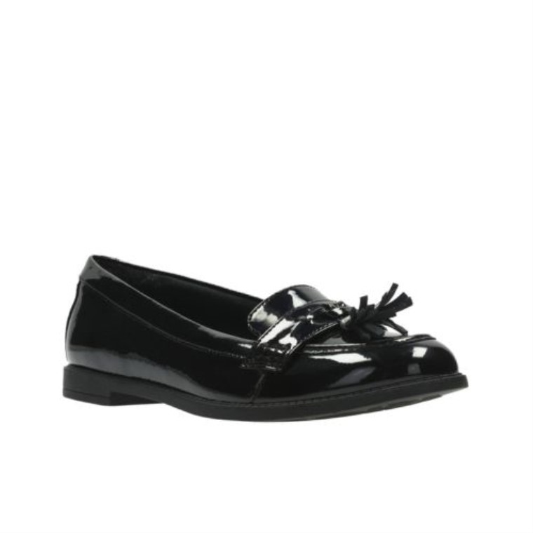 Clarks Preppy Edge Bl Jnr F Ajuste Charol Negro