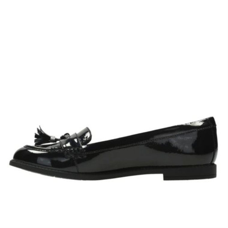 Clarks Preppy Edge Bl Jnr F Ajuste Charol Negro