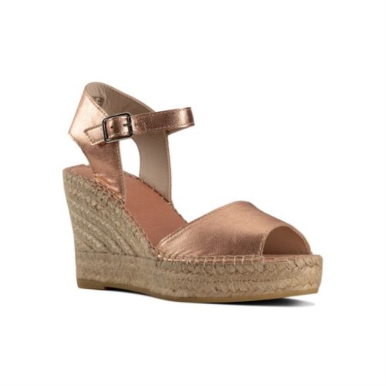 Clarks Oro Rosa Cuero Metalizado Pollensa Arena