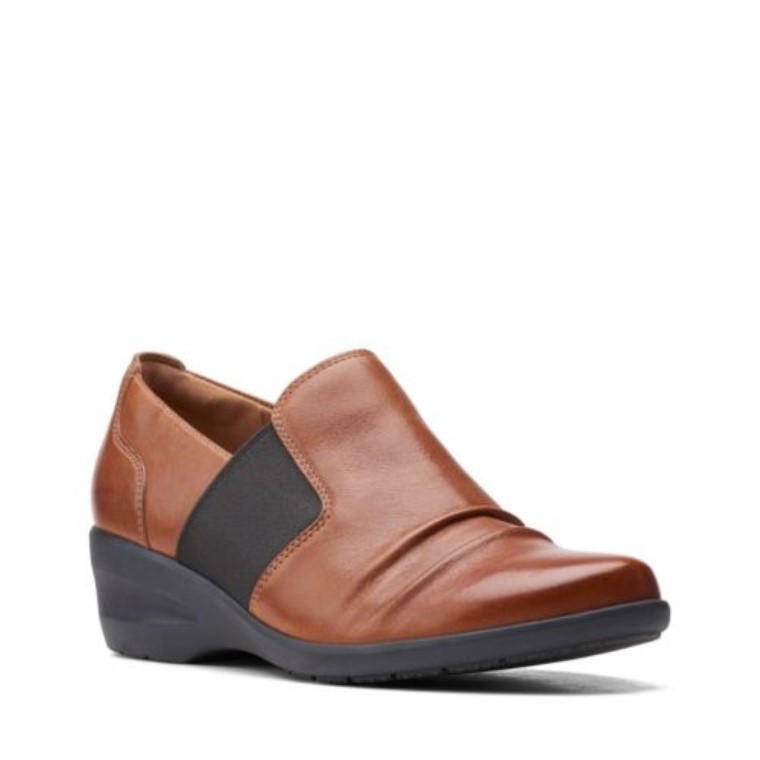 Clarks Rosely Step Cuero Tostado Oscuro