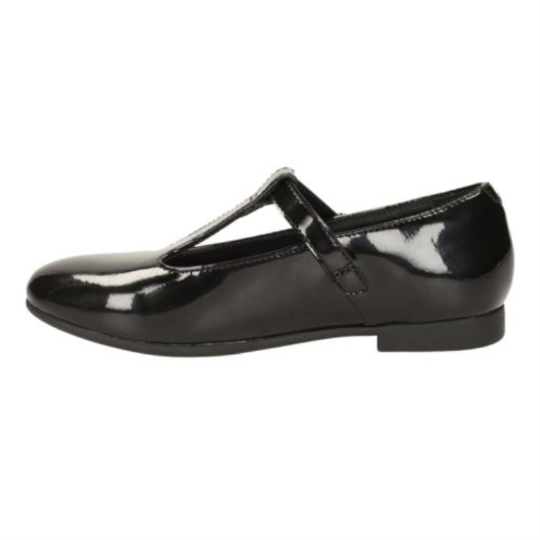 Clarks Selsey Fudge Jnr G Ajuste Charol Negro
