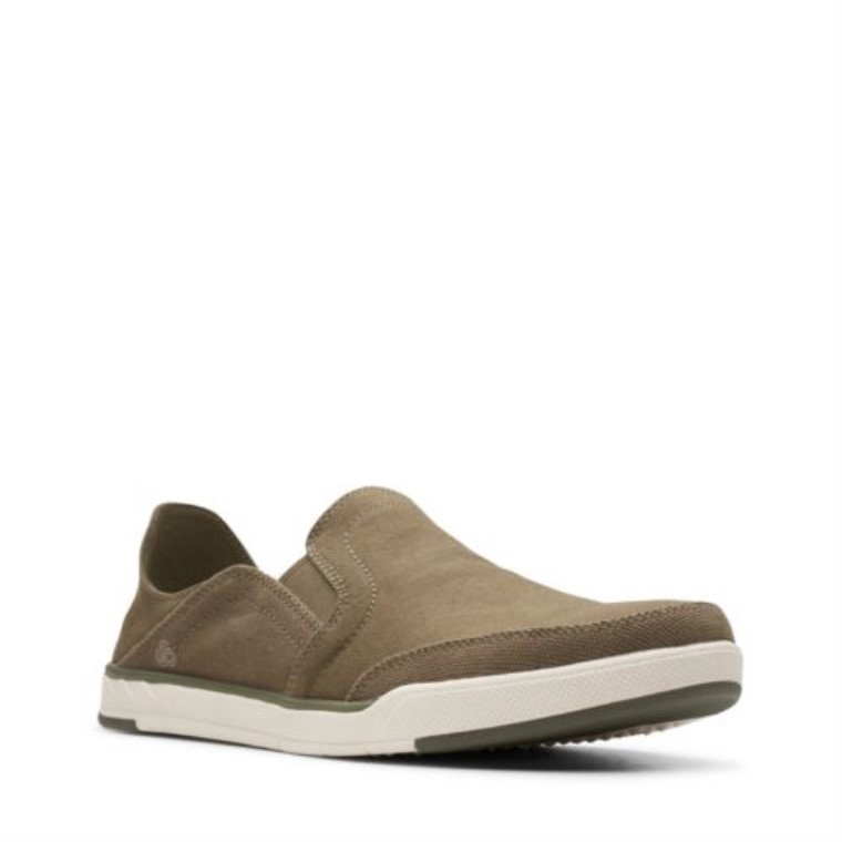 Clarks Step Isla Fila Oliva Lienzo
