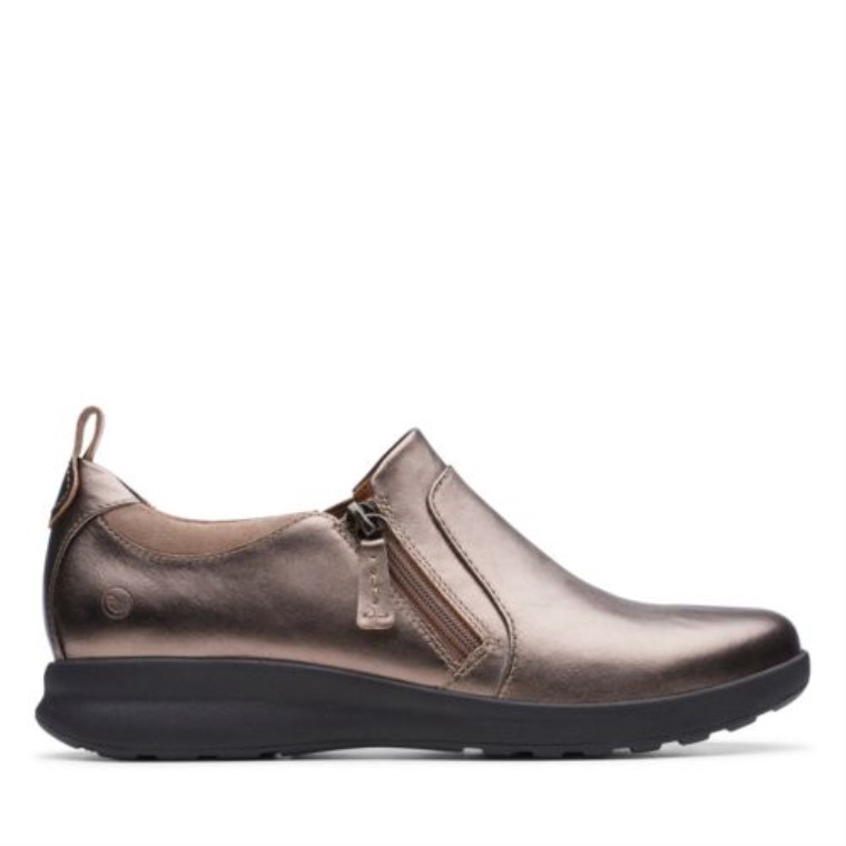 Clarks Un Adornar Cremallera Metalizado Guijar