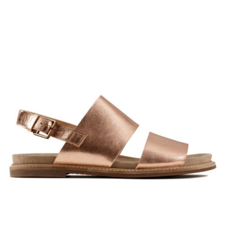 Chanclas Corsio Oro Rosa Clarks Cuero