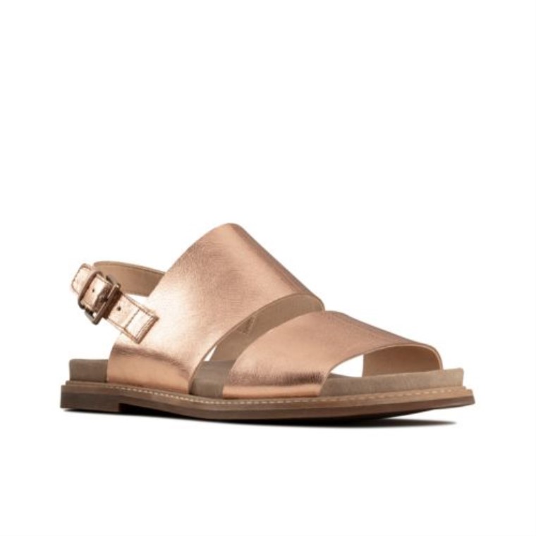 Chanclas Corsio Oro Rosa Clarks Cuero