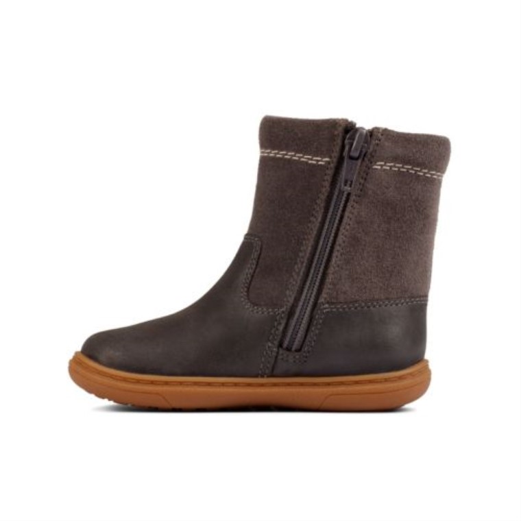 Cuero Gris Oscuro Clarks Flash Shine Inf G Fit