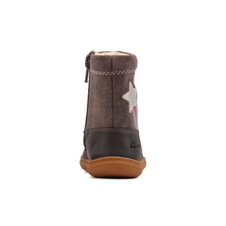 Cuero Gris Oscuro Clarks Flash Shine Inf G Fit