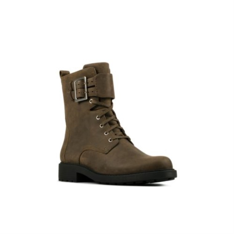 Cuero Oliva Oscuro Clarks Orinoco2 Encaje