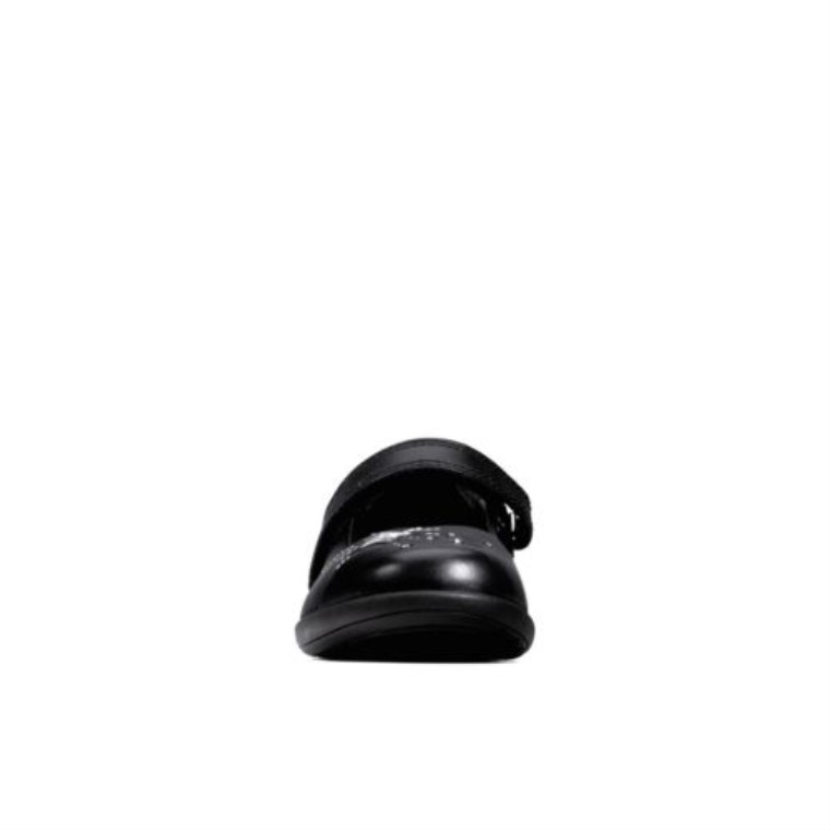 Grabado Chispa Jnr G Ajuste Clarks Cuero Negro