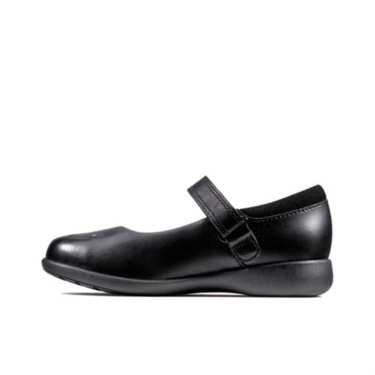 Grabado Chispa Jnr G Ajuste Clarks Cuero Negro