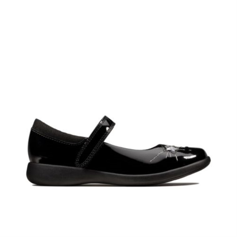 Grabar Chispa Jnr H Ajuste Clarks Charol Negro