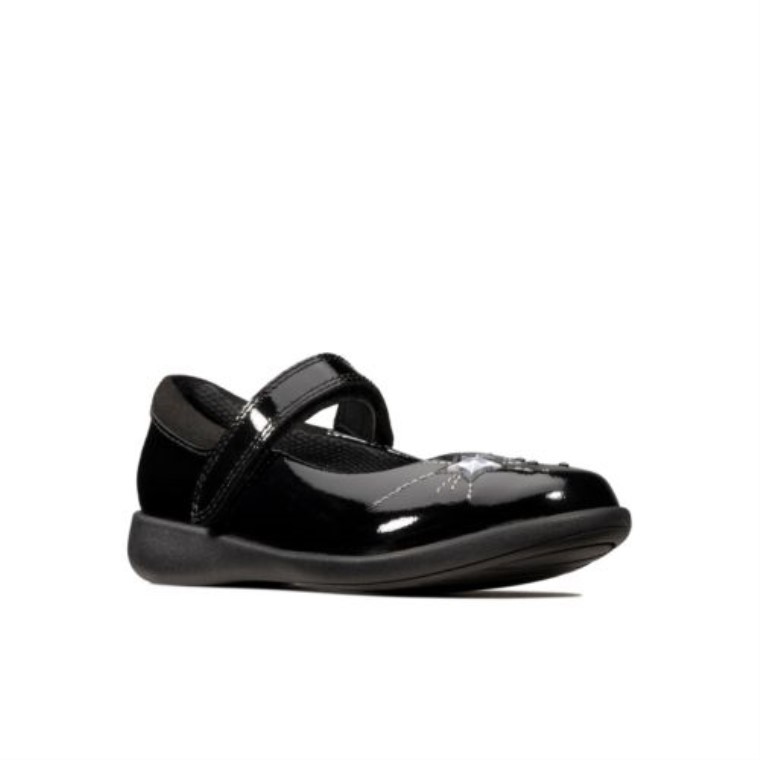 Grabar Chispa Jnr H Ajuste Clarks Charol Negro