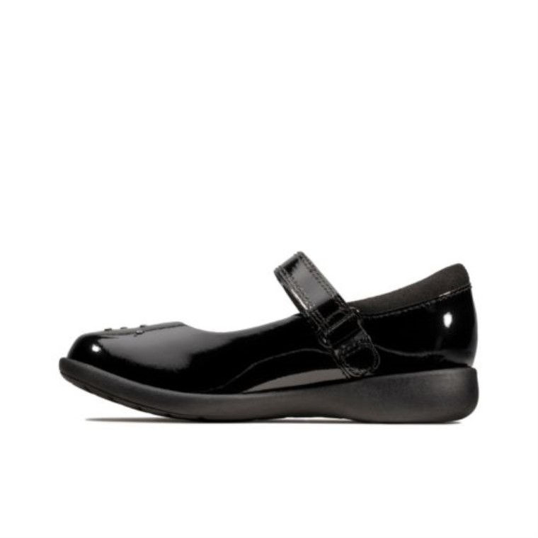 Grabar Chispa Jnr H Ajuste Clarks Charol Negro