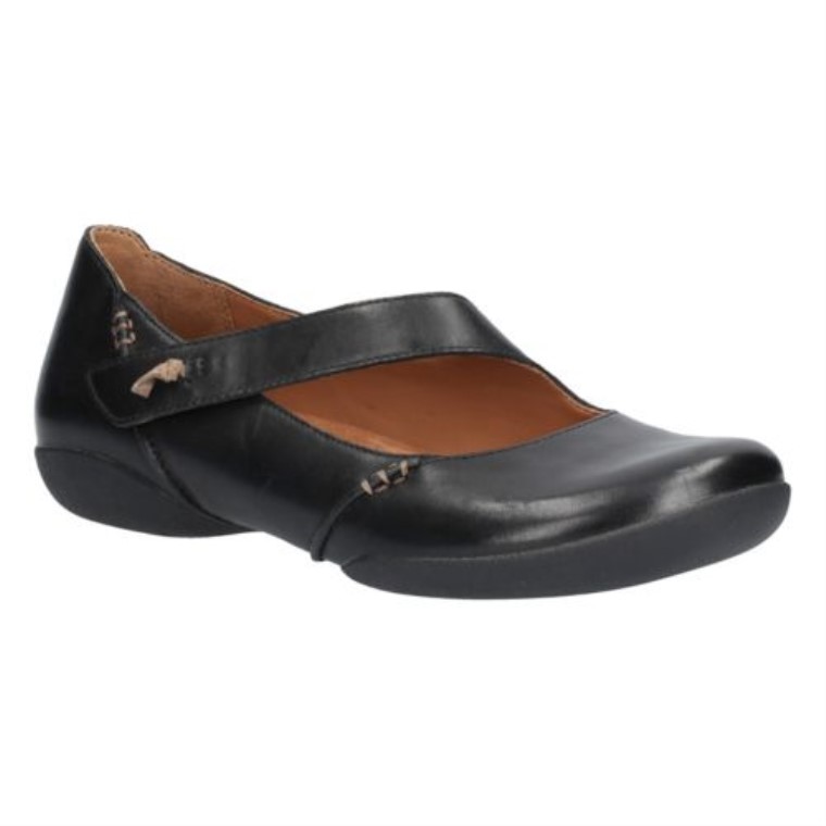 Felicia Ciruela Clarks Cuero Negro
