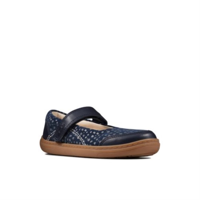 Flash Stripe Inf G Fit Clarks Cuero Azul Marino